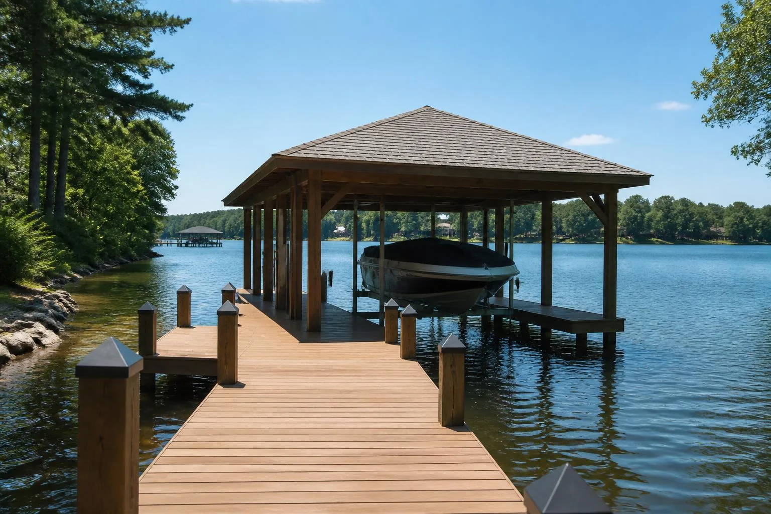 Boat slips at Lilly's Bridge Marina area