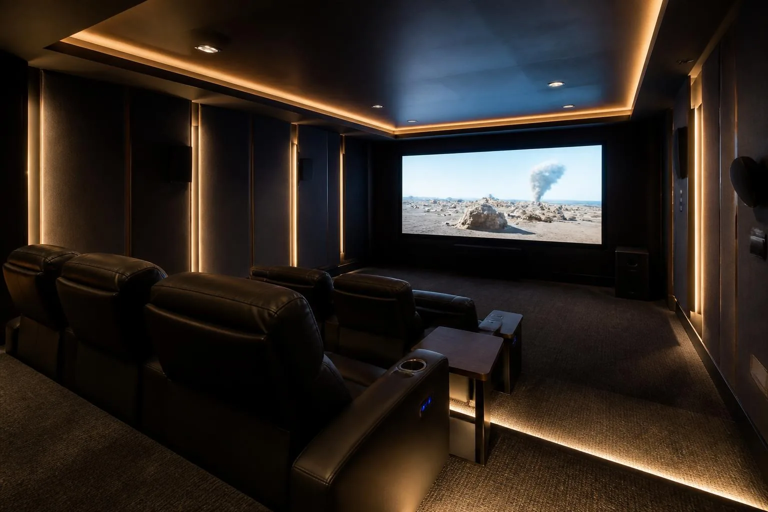 Home theater in a lake house